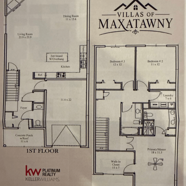 First- and second-floor plans for Villas of Maxatawny