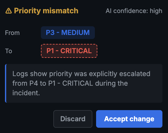 EventCheck AI priority-level mismatch detection