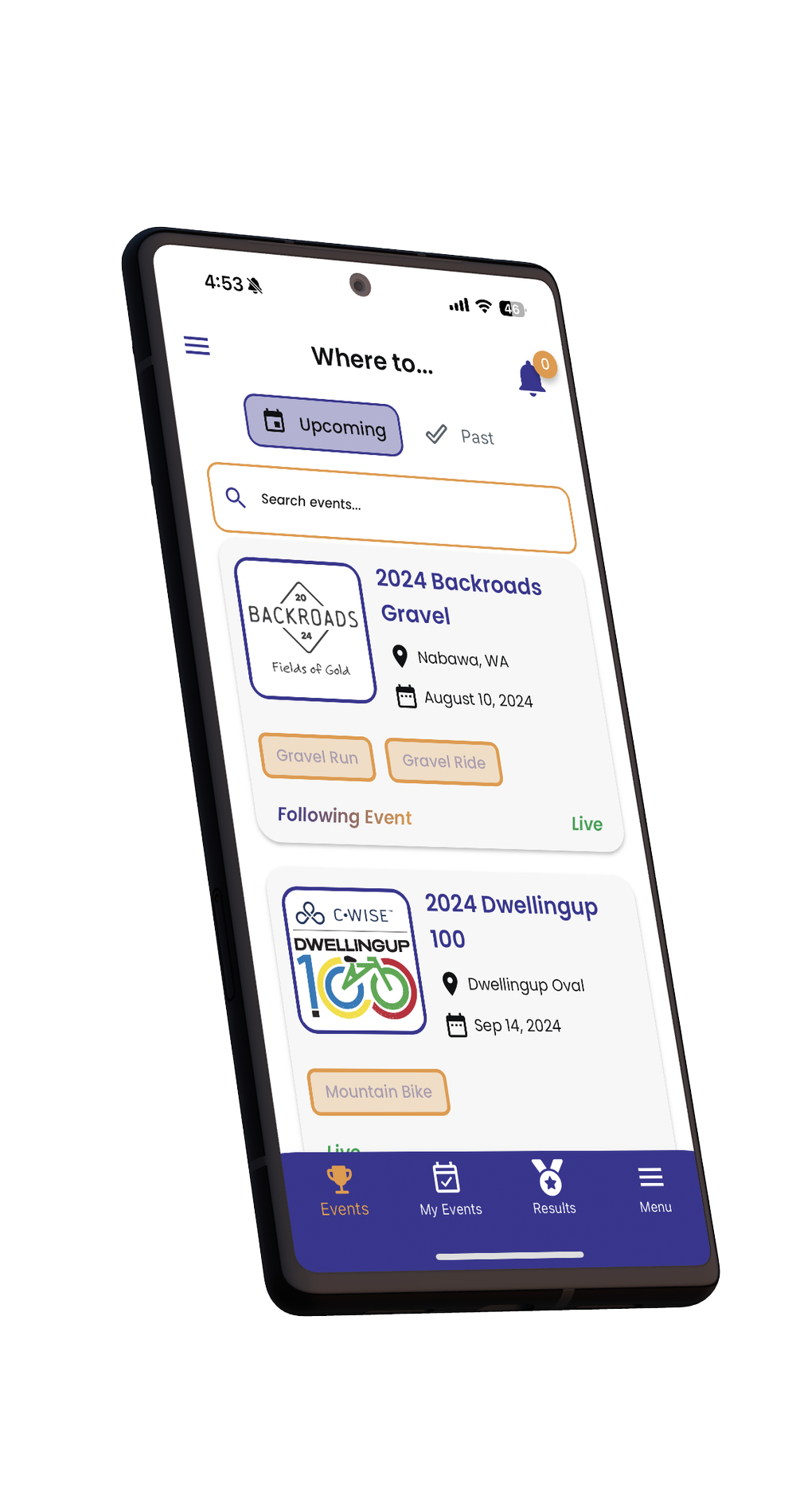 EventCheck IO app events list screen
