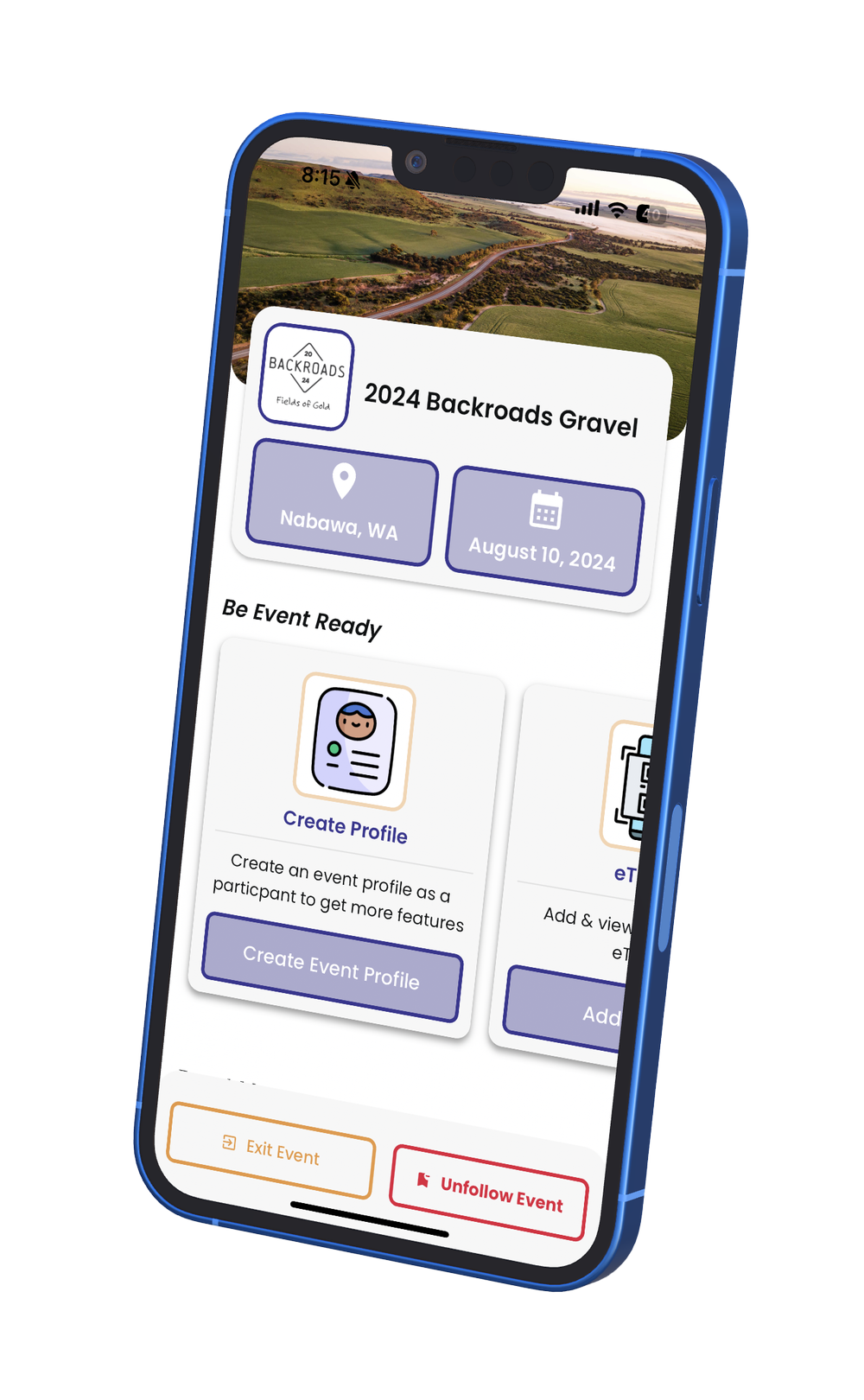 EventCheck IO app event profile screen