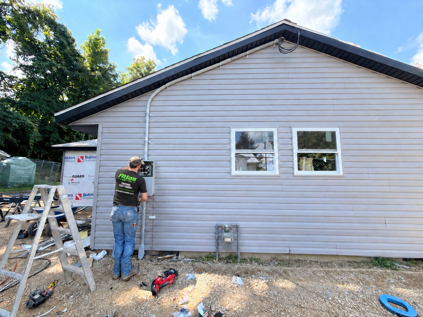 Atlas Electric electrician working on a new home electrical panel