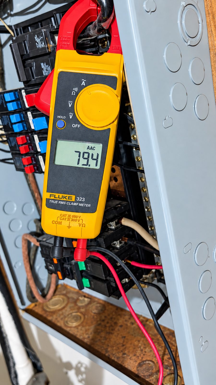 Measuring panel load with a clamp meter