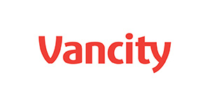 Vancity wordmark in red text on a white background.
