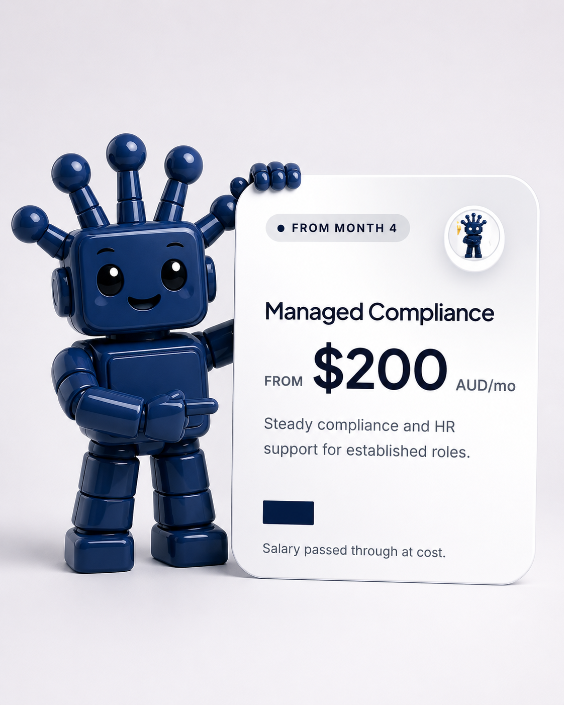 Managed Compliance pricing card with mascot