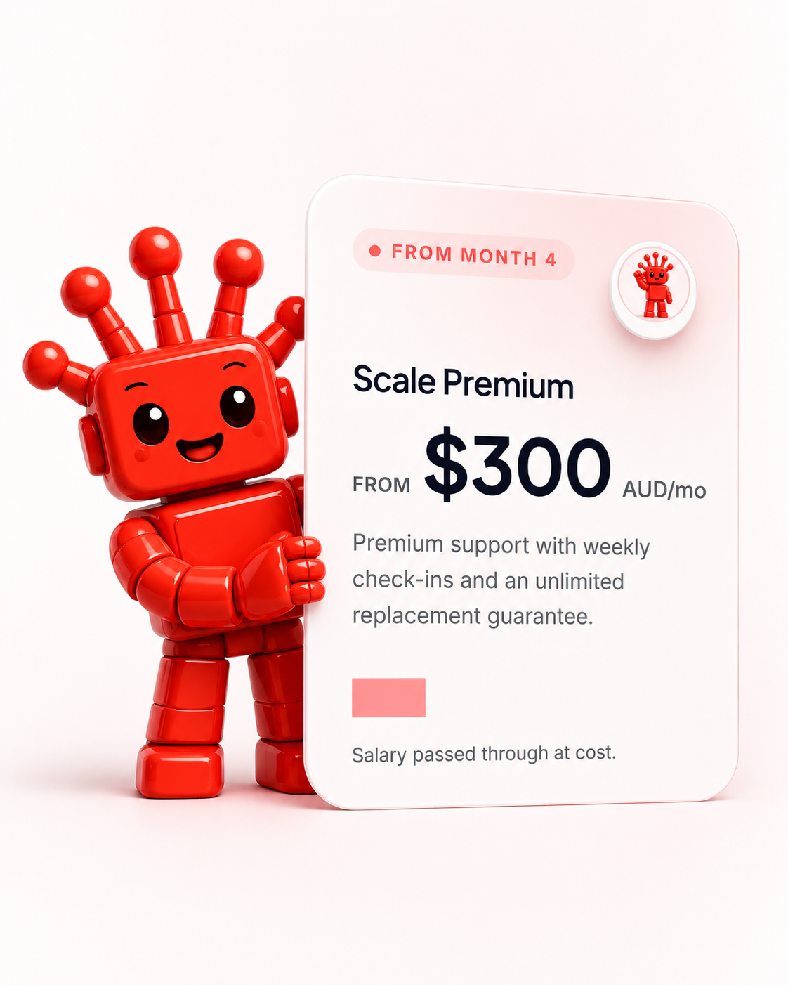 Scale Premium pricing card with mascot
