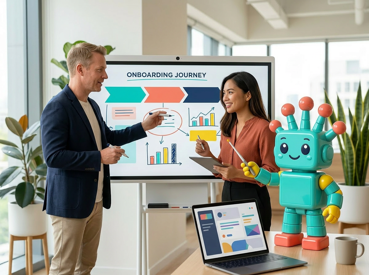 Resora mascot presenting the model