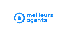 Logo de la plateforme de recherche immobilière Meilleurs Agents avec une icon de maison dans un cercle bleu. 