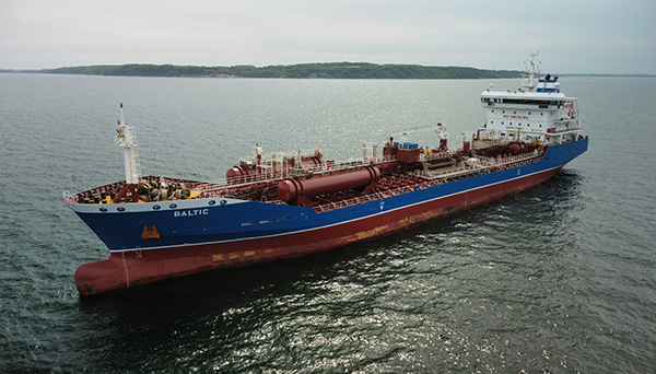 Aerial view of Baltic underway