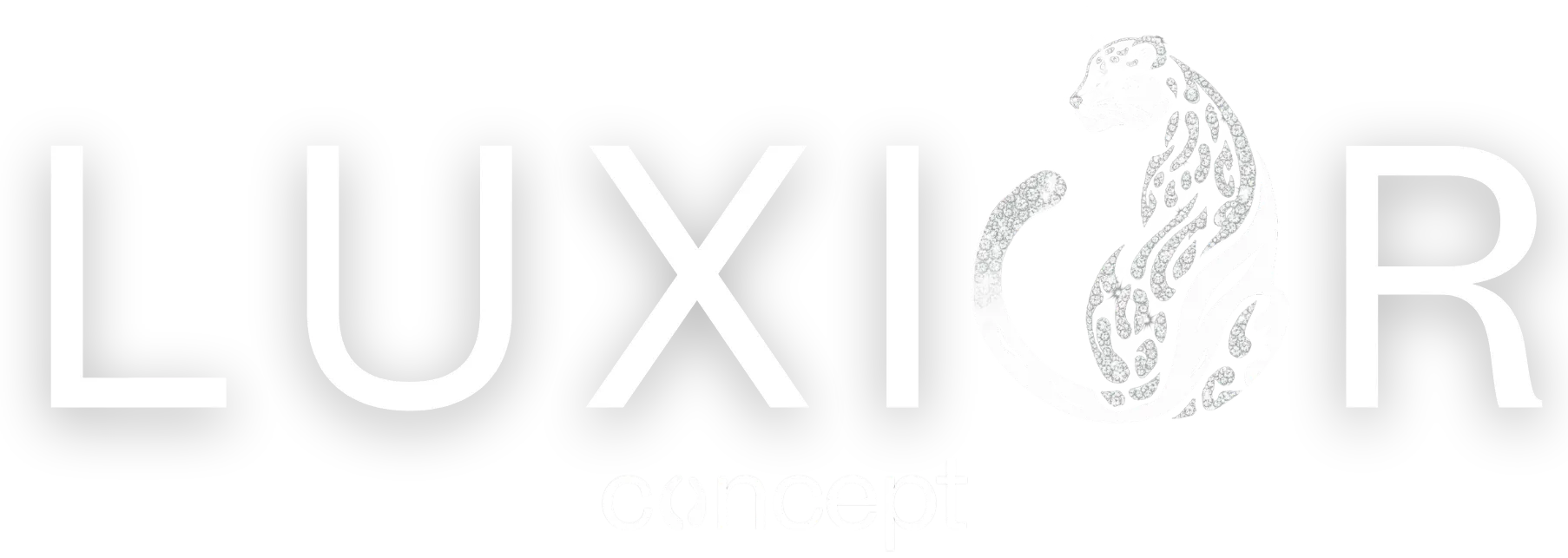 Luxior logo with stylized leopard forming the letter O and the word concept below.