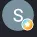 Circular avatar with letter S and a small orange badge containing a white star.