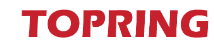 Logo rouge du mot TOPRING en lettres majuscules épaisses.