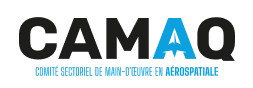 Logo CAMAQ Comité sectoriel de main-d'œuvre en aérospatiale with stylized blue letter A