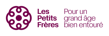 Logo de Les Petits Frères avec le slogan Pour un grand âge bien entouré.