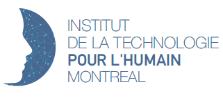 Logo de l'Institut de la technologie pour l'humain Montréal avec profil humain stylisé bleu connecté.