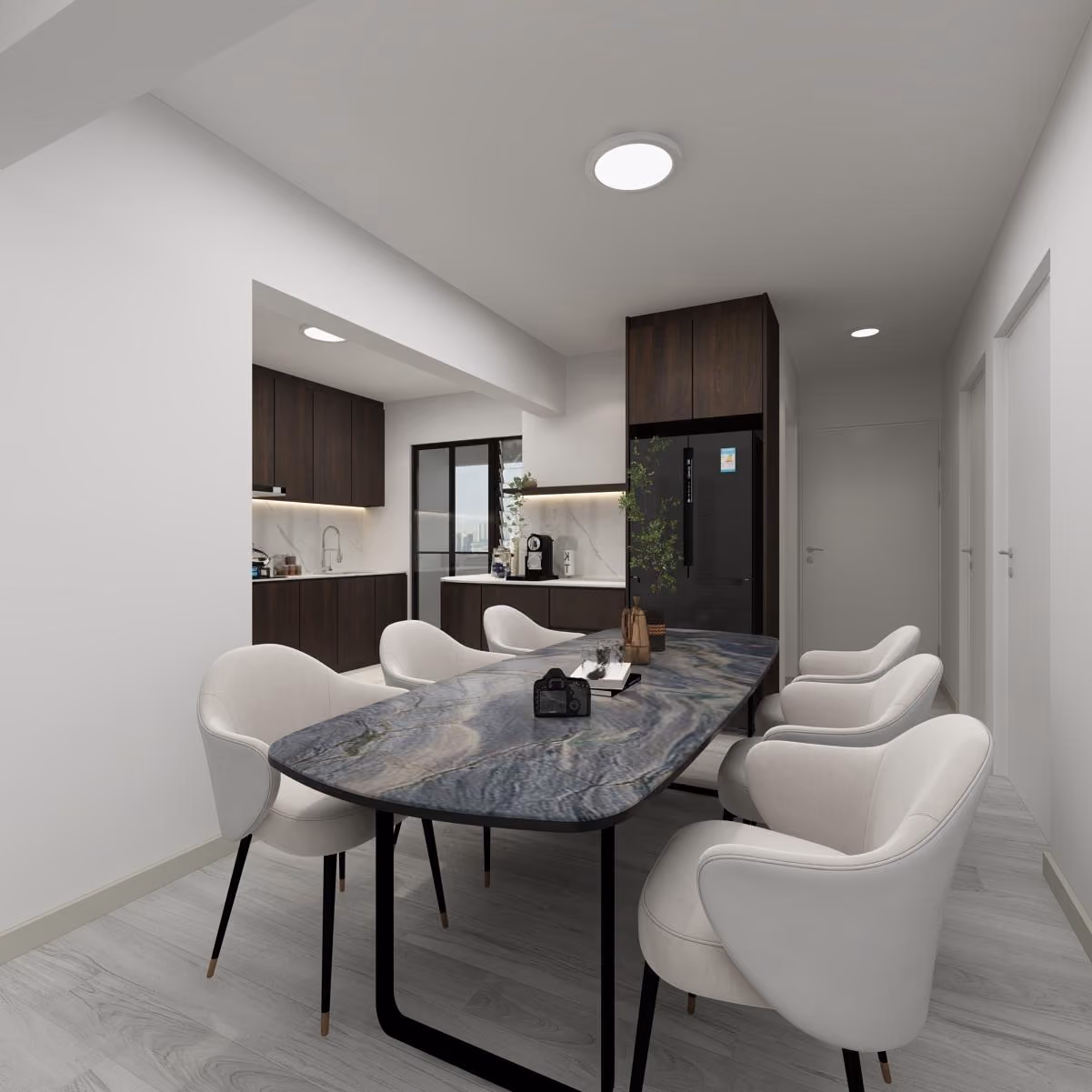 Modern Contemporary dining area interior design at 210C Clementi Ave 6, Singapore by Luxior Concept