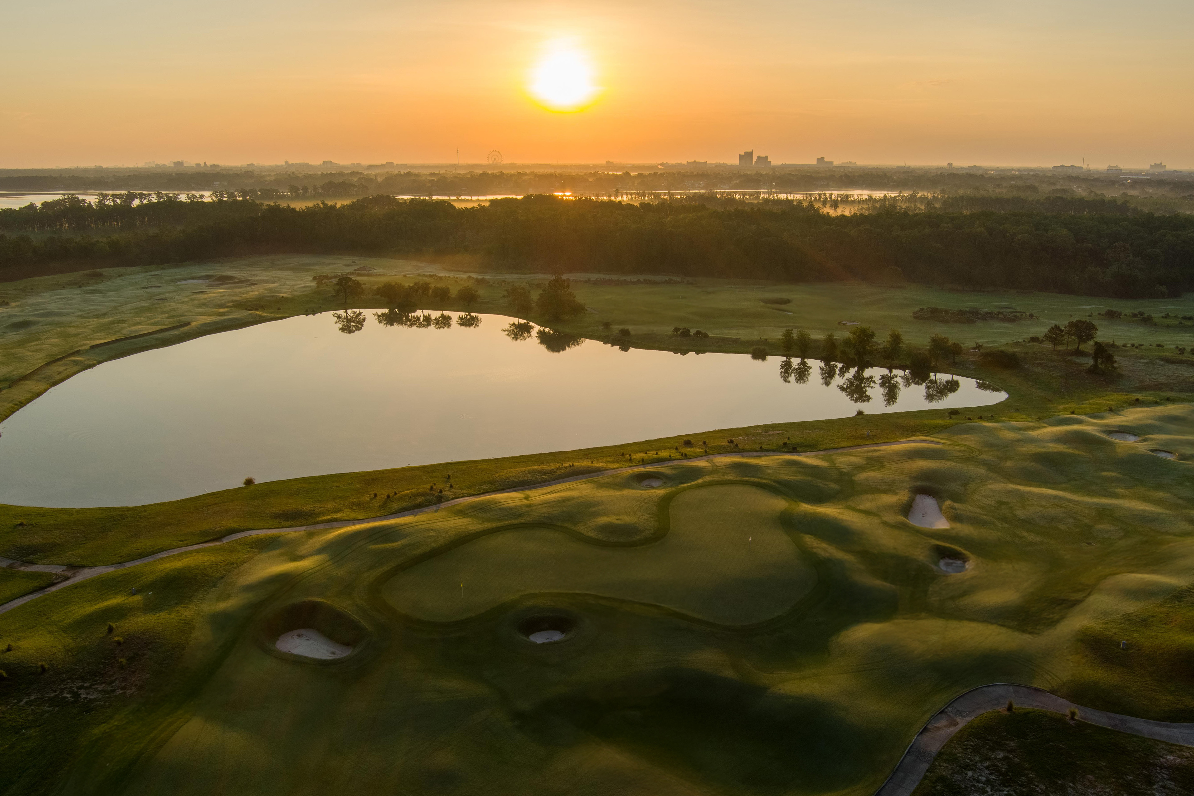 Aerial view of Links 7 and 11 greens