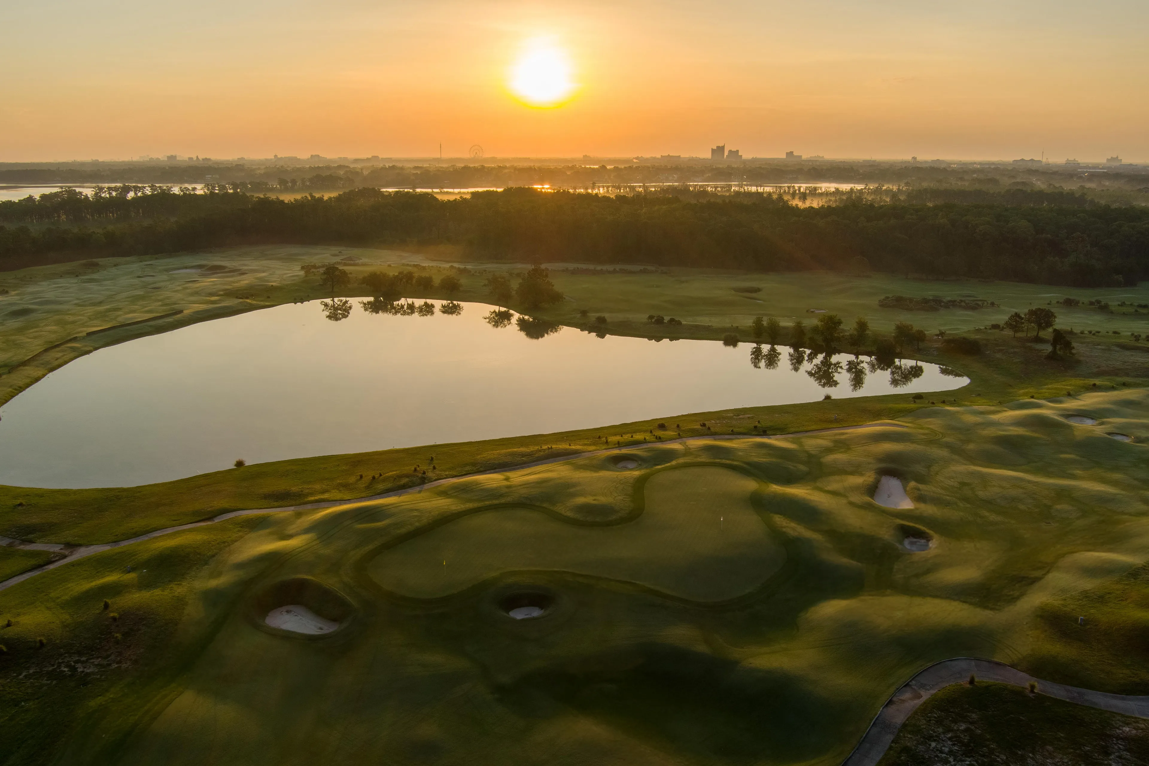 Aerial view of Links 7 and 11 greens