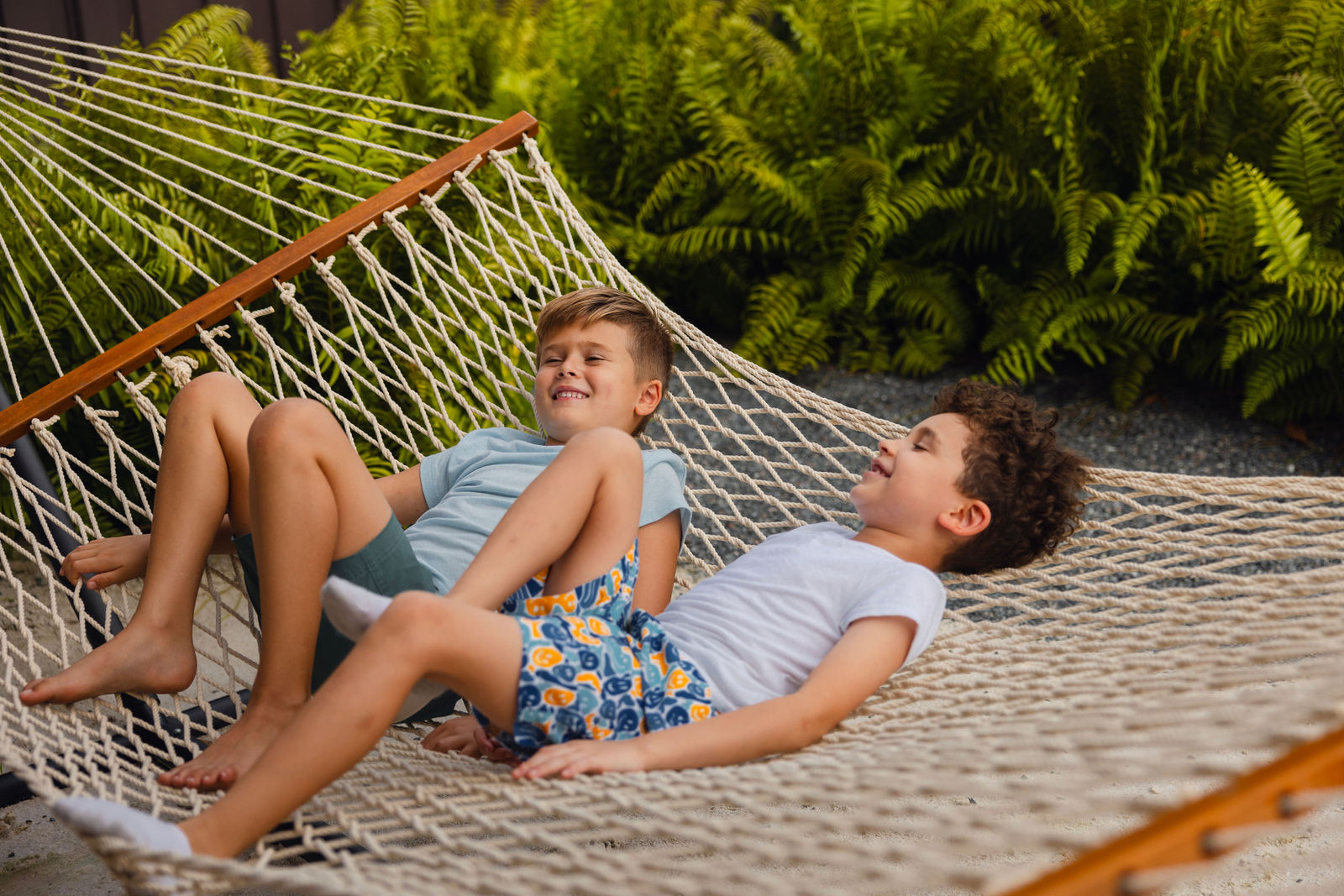 Relaxing in a hammock at Evermore.