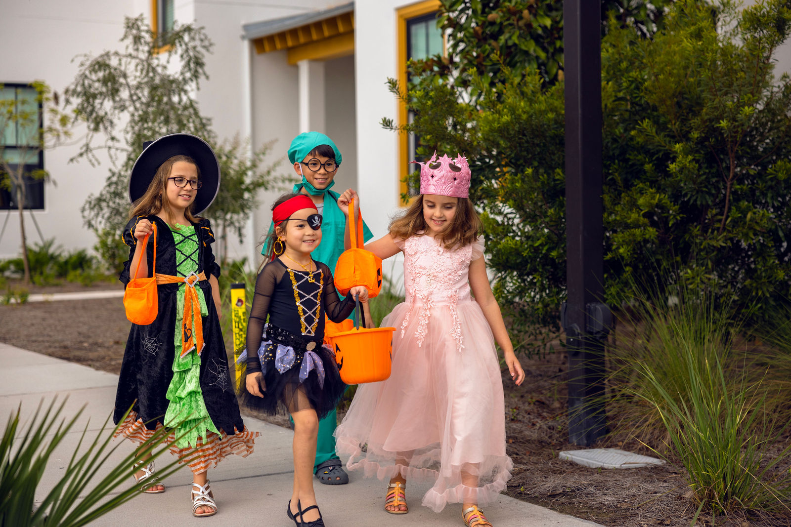 Children wearing Halloween costumes at Evermore.