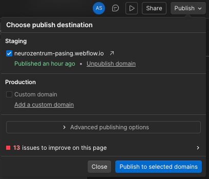Webflow Veröffentlichungs-Workflow