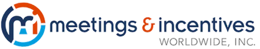 Meetings & Incentives Worldwide, Inc. company logo with circular design in blue and orange colors.