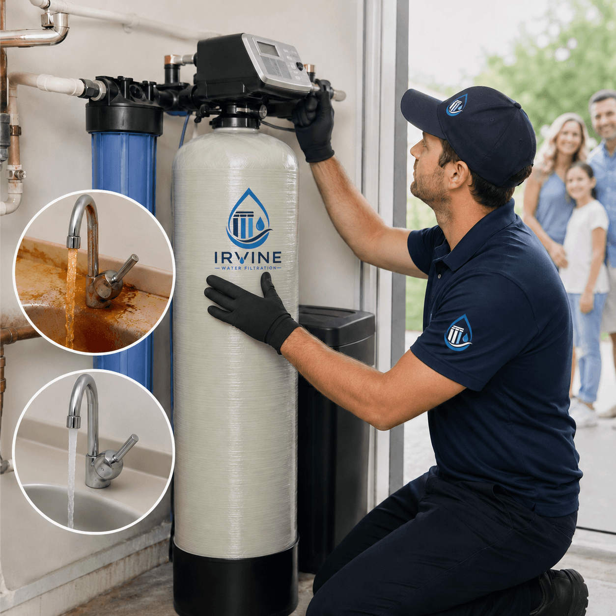 Irvine Water Filtration iron and sulfur removal system eliminating rusty water and staining in Irvine, California