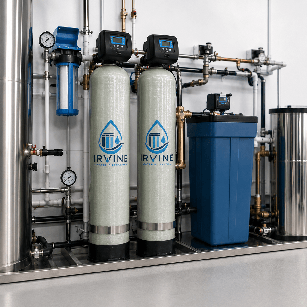 Irvine Water Filtration whole-house water filtration and water softener system installed in Irvine, California