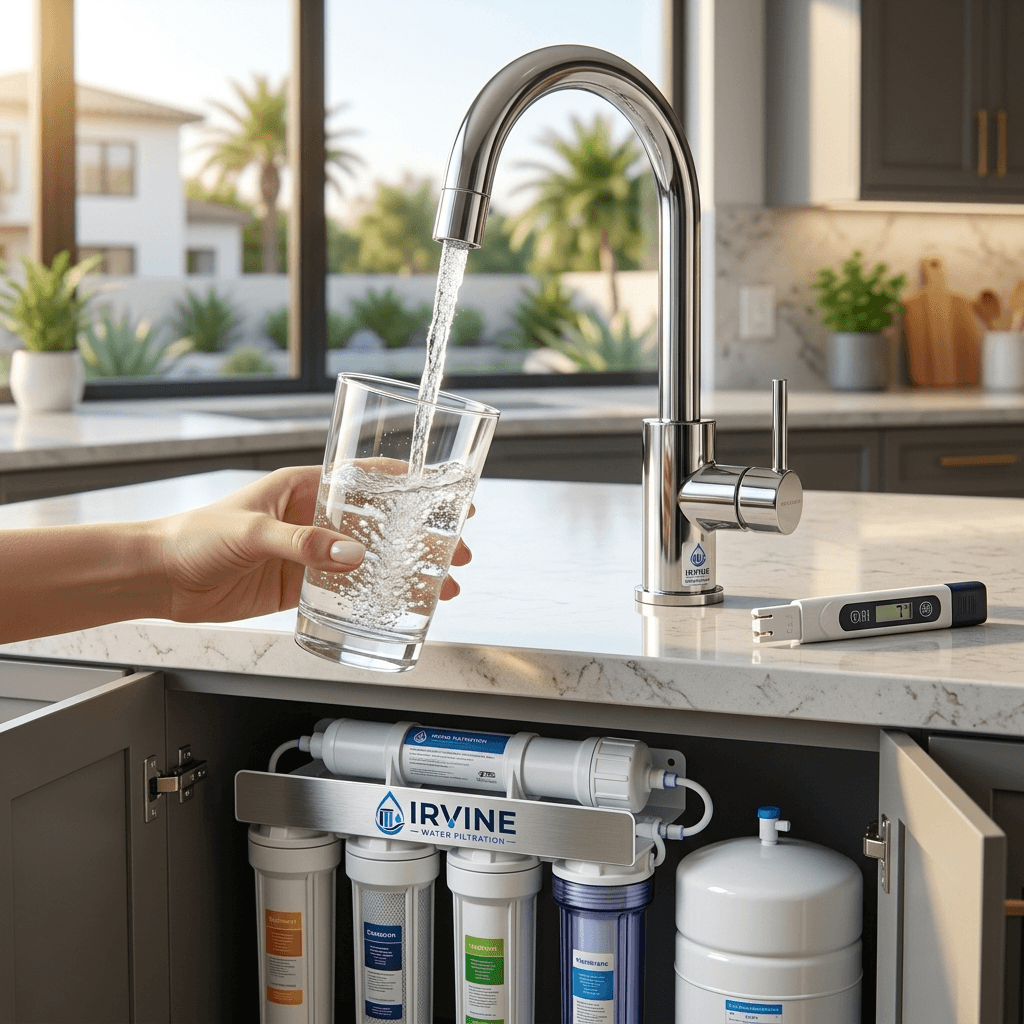 Irvine Water Filtration salt-free water conditioner reducing scale buildup without added salt in Irvine, California