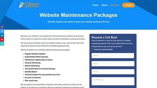 SB Web Designs Monthly WordPress Website Maintenance Packages