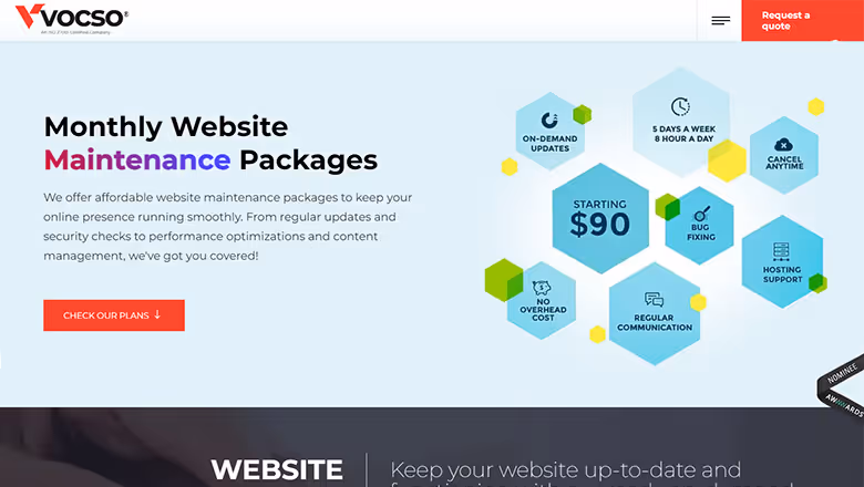 Vosco Monthly Website Maintenance Packages