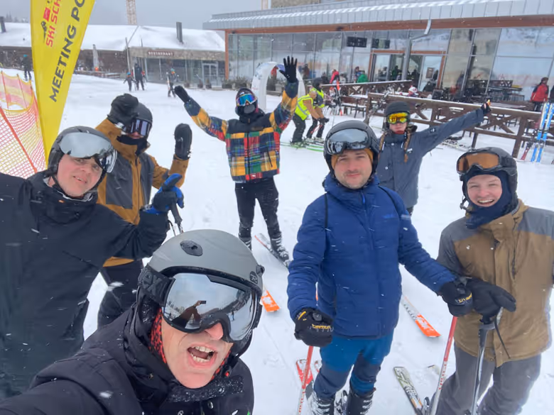 A Xfive team of skiers