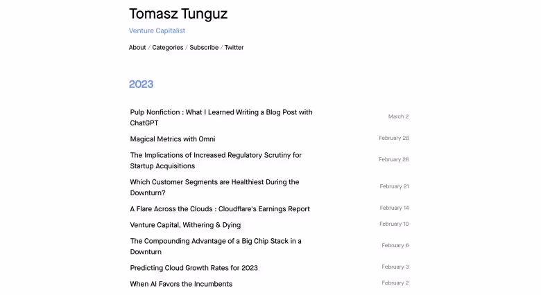 Tomasz Tunguz website