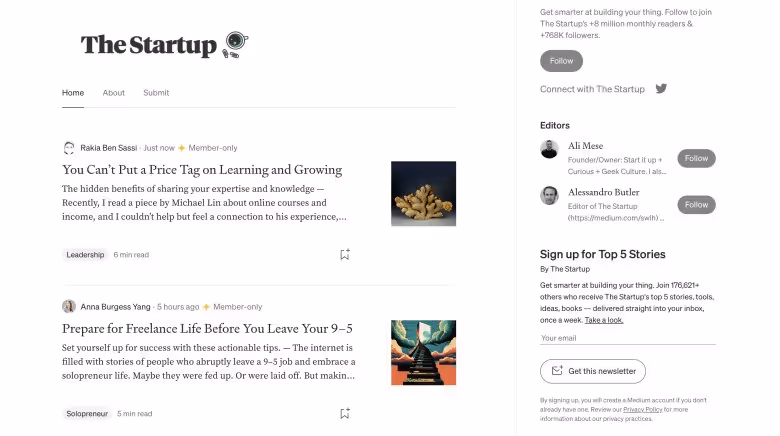 The Startup website