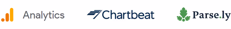 Google Analytics, Chartbeat, Parse.ly