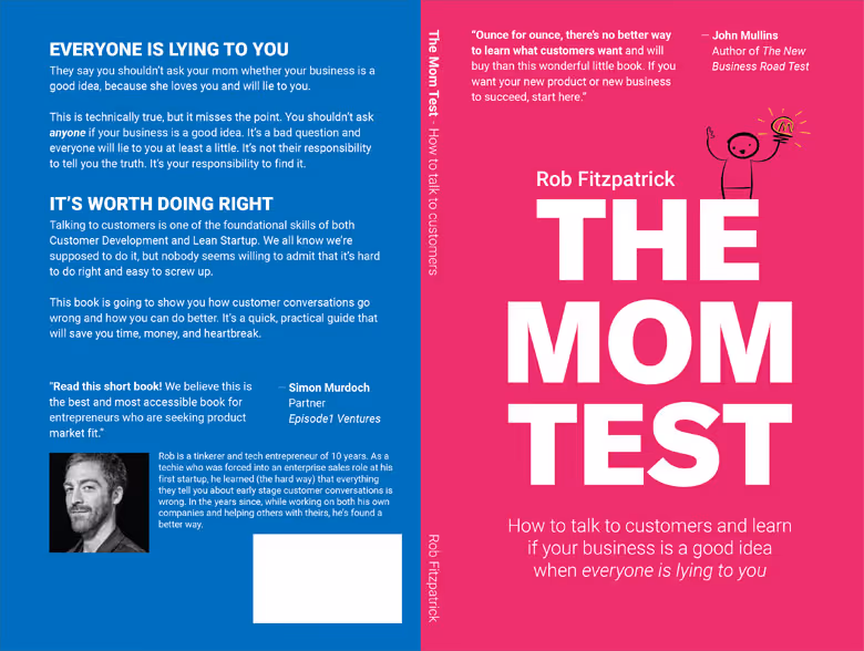The Mom Test by Rob Fitzpatrick Book Cover
