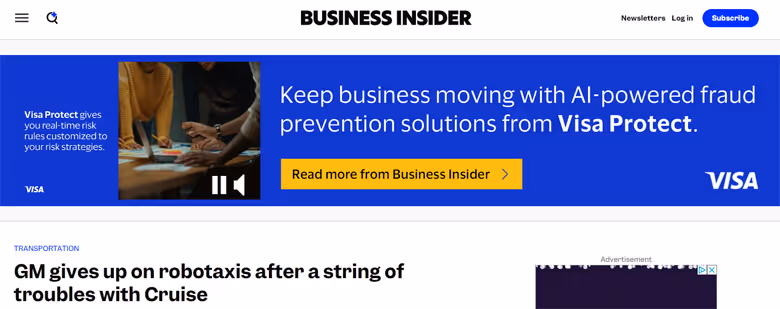 An example of display advertising on Business Insider