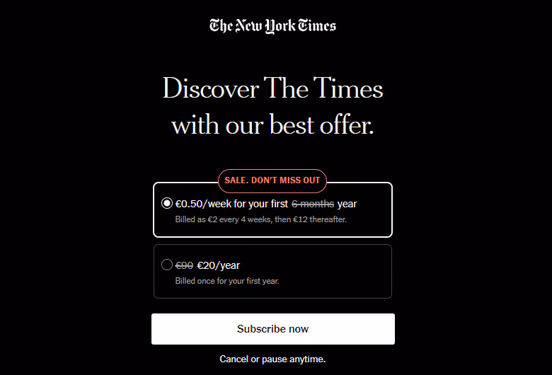 The New York Times Offer