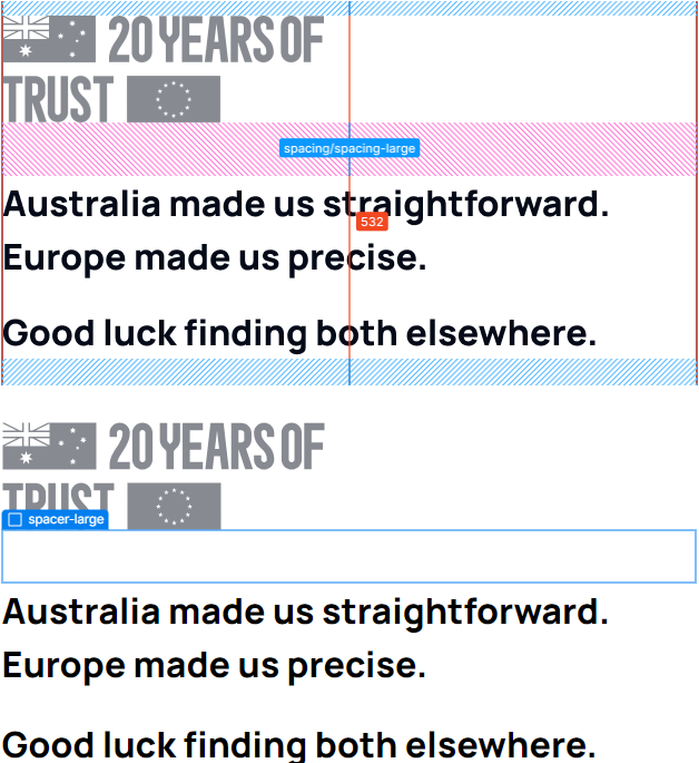 Figma (top) and Webflow (bottom) naming convention alignment.