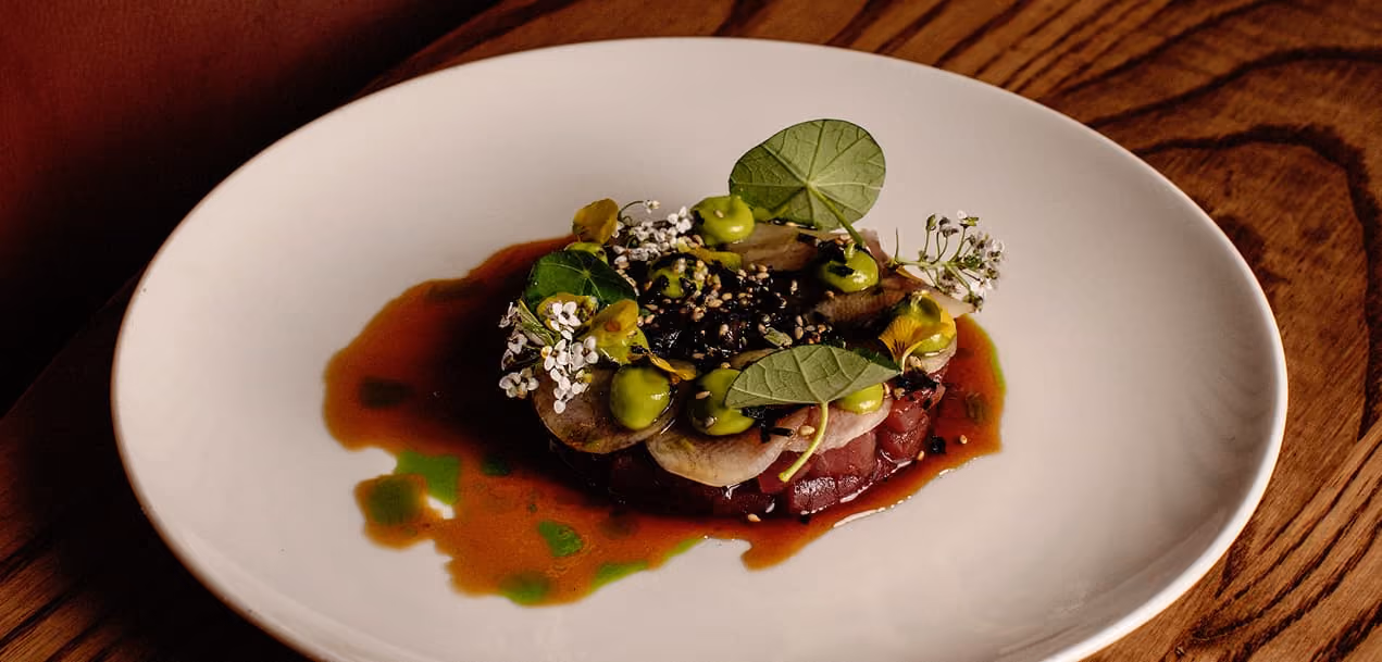 A multi-course tasting menu selection featuring artfully plated seasonal Irish dishes.