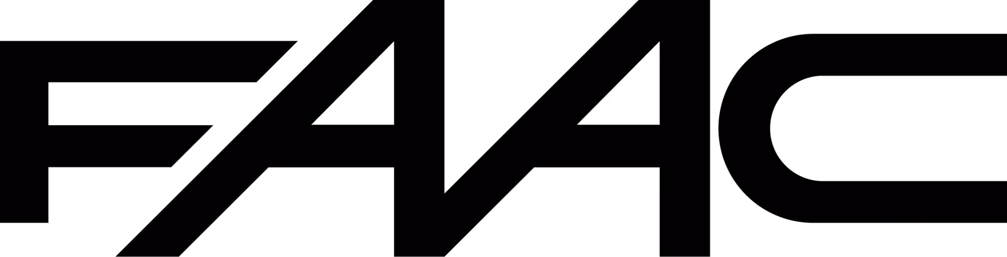 Black stylized letters spelling FAAC on a transparent background.