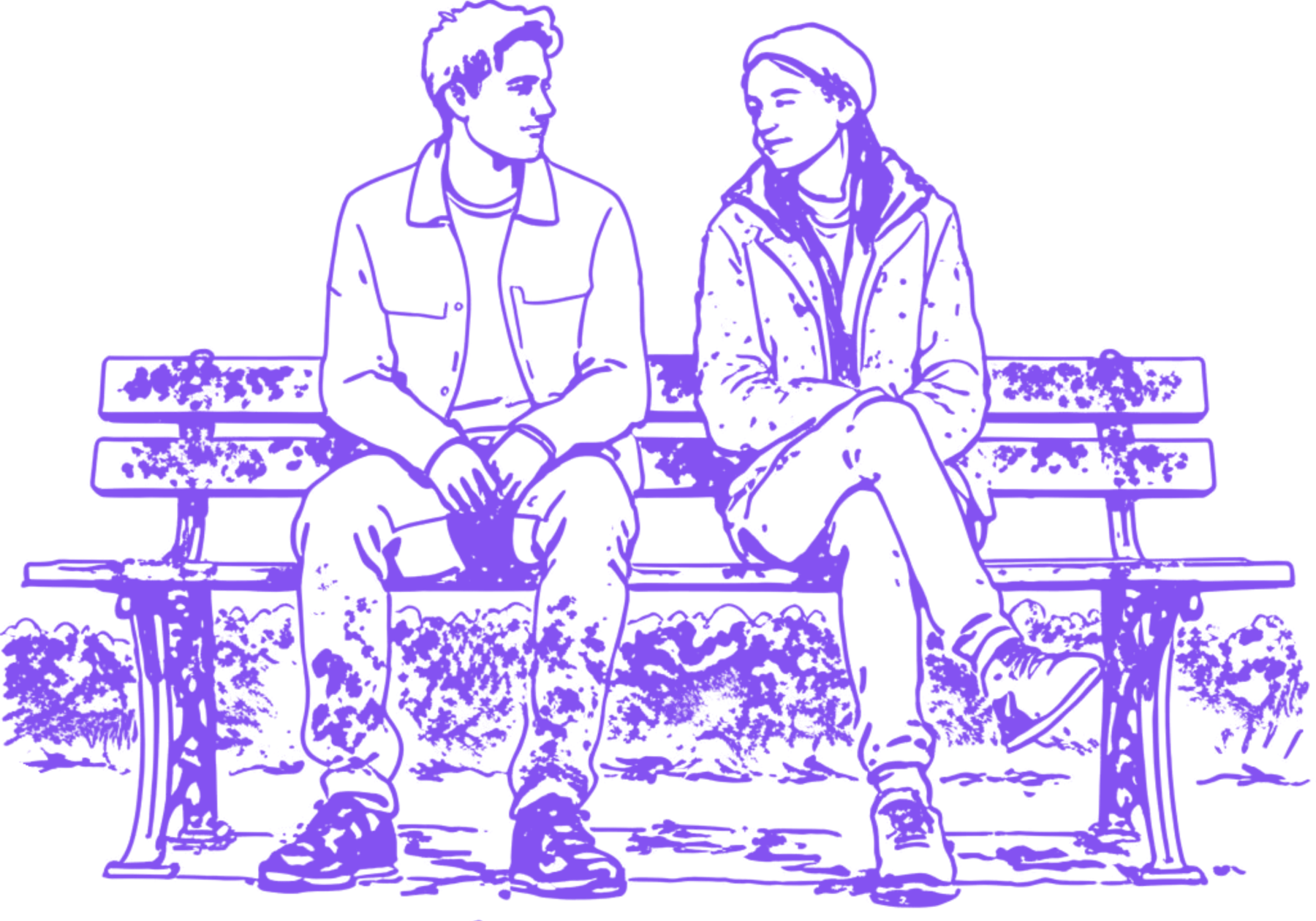 Two people on a bench