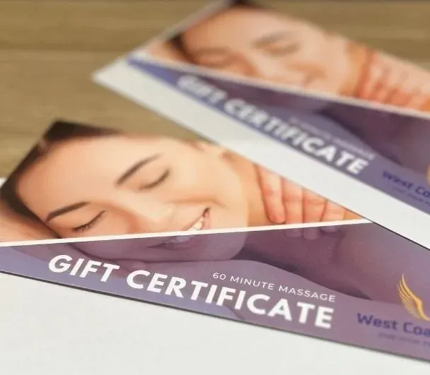 West Coast Health 60 minute massage gift certificate