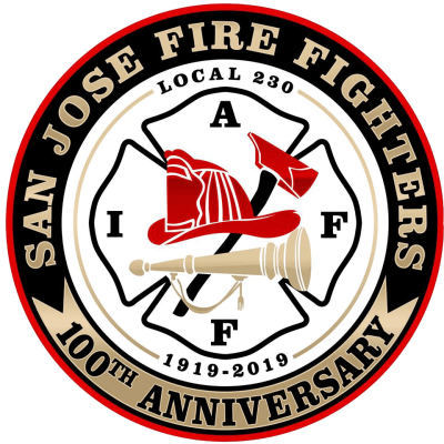 San Jose Firefighters Local 230 100th anniversary commemorative logo