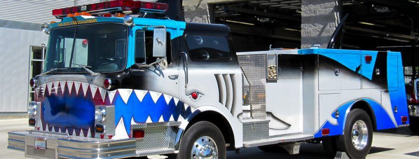 The San Jose Fire Fighters Shark Engine, a retired fire truck painted like a shark