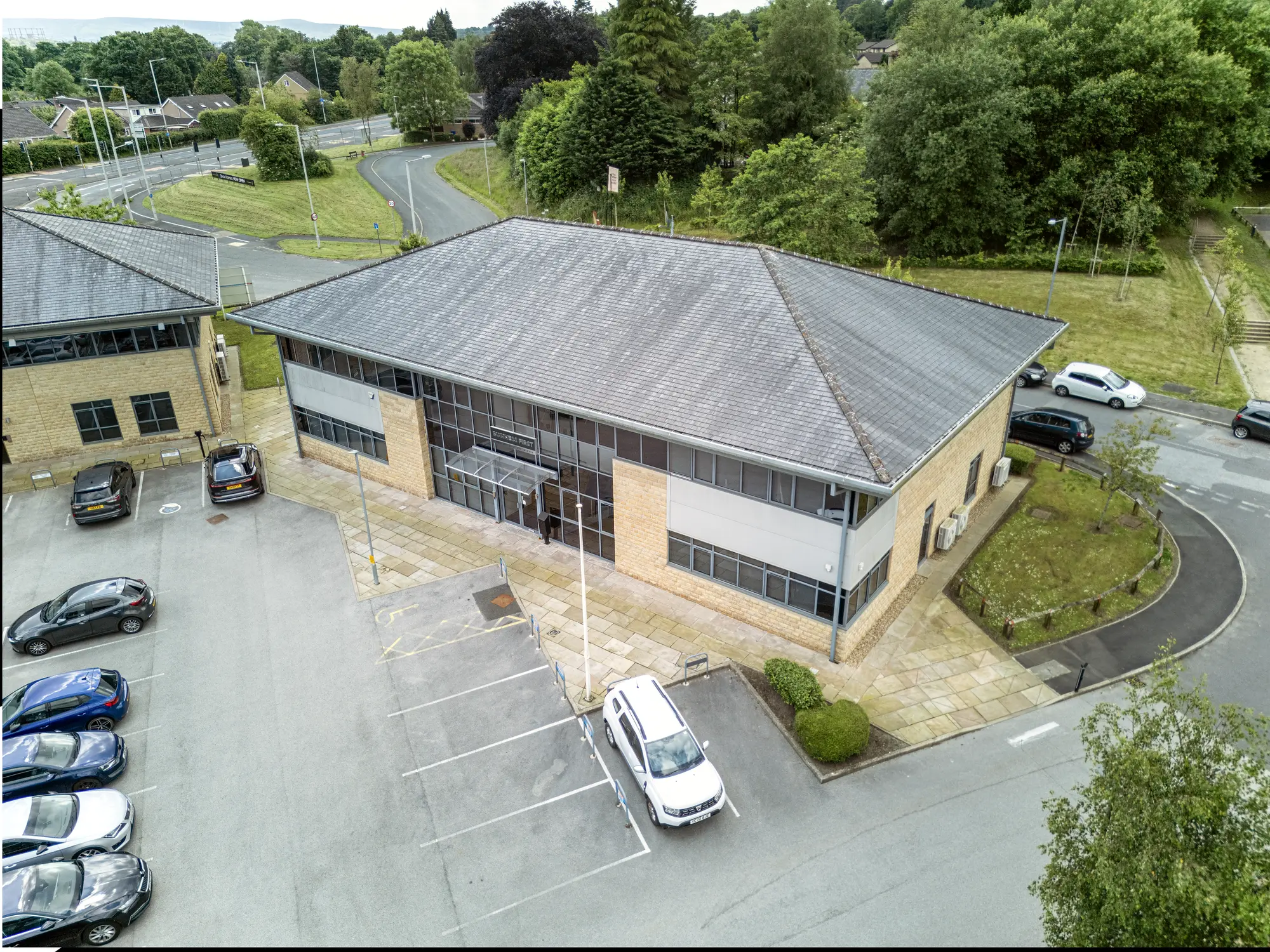 Aerial drone photograph of Vantage Court Business First industrial units