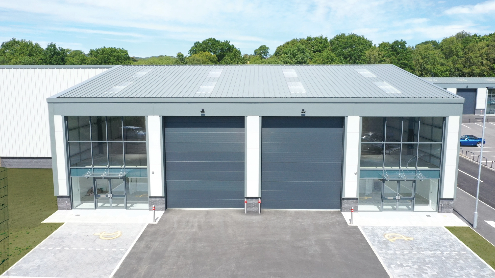Aerial drone photograph of Simonstone industrial units