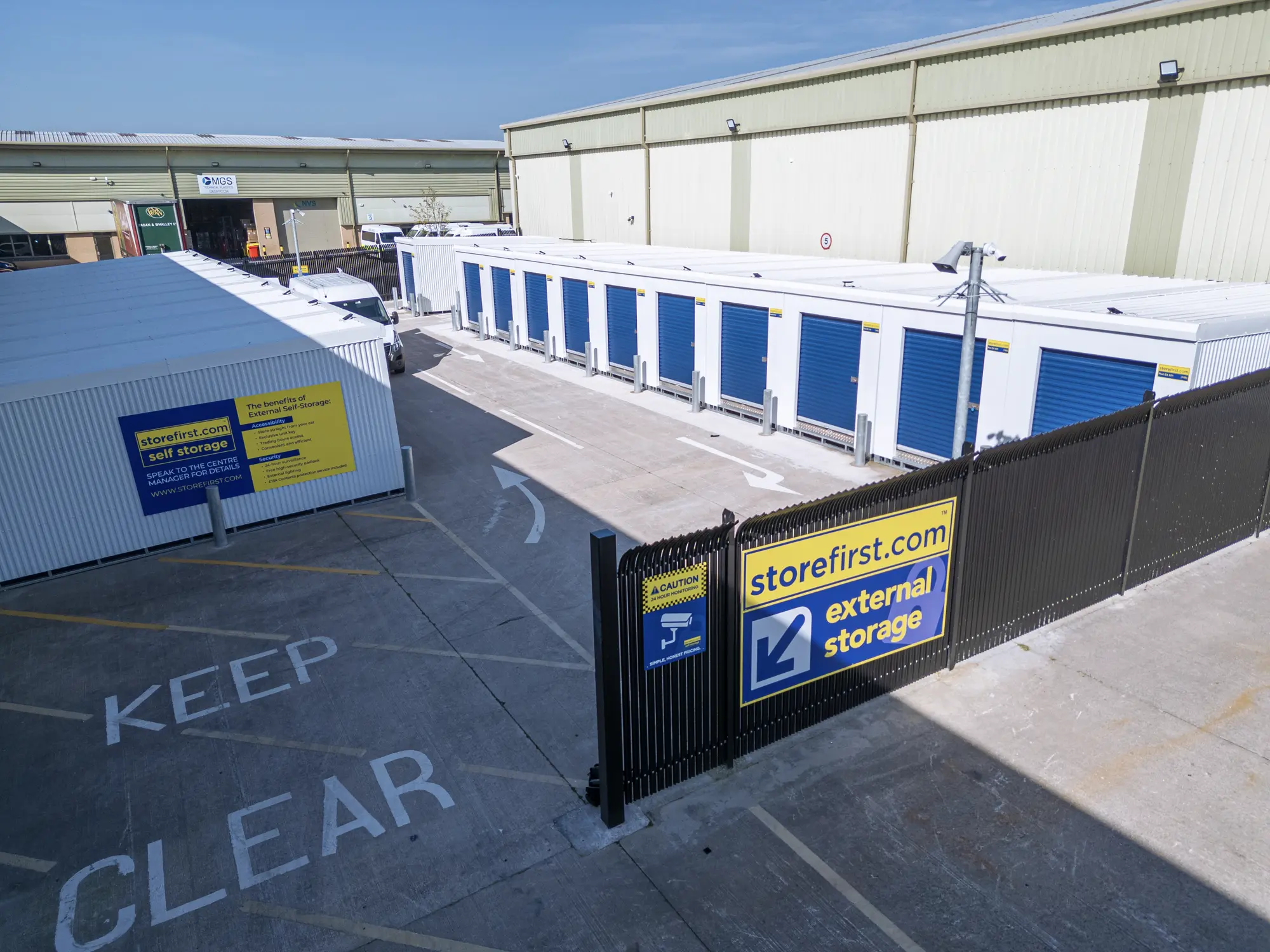 Aerial exterior view of Storefirst Blackburn retail units