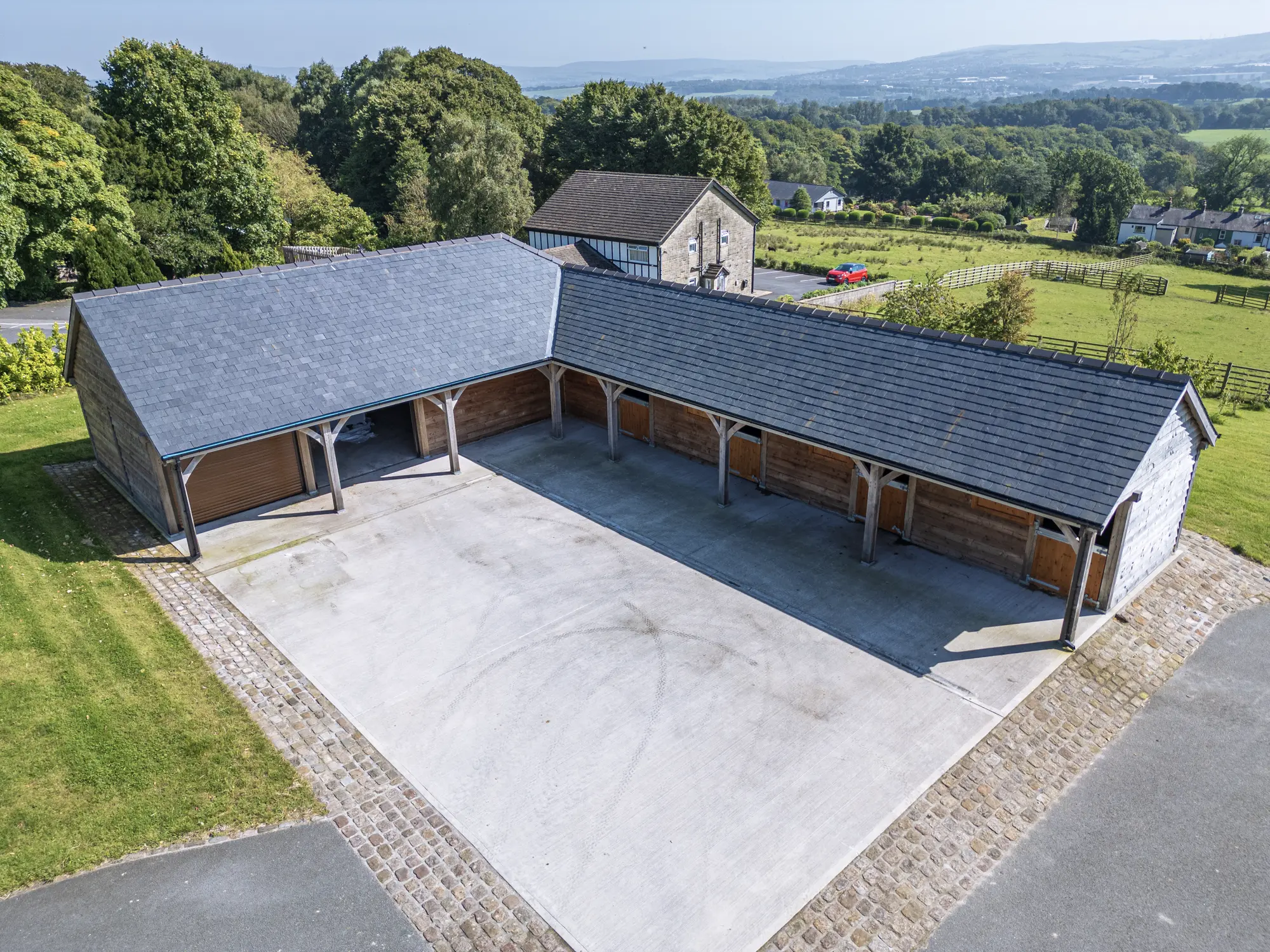 Aerial view of the equestrian centre facilities
