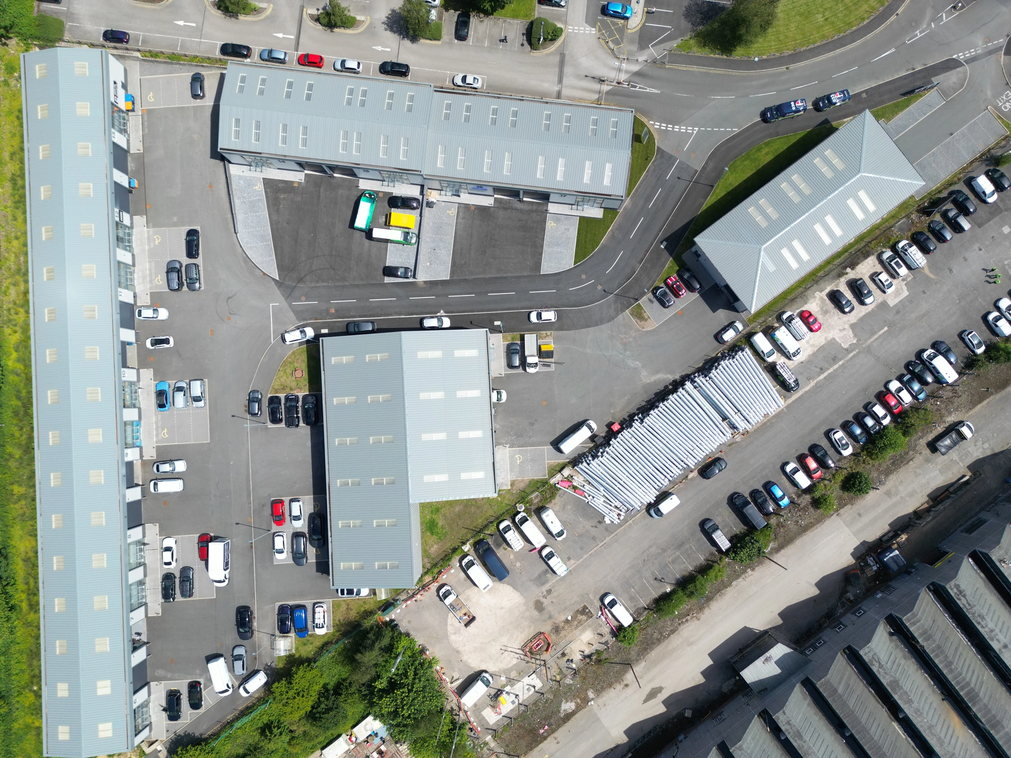 Aerial drone photograph of Simonstone industrial development