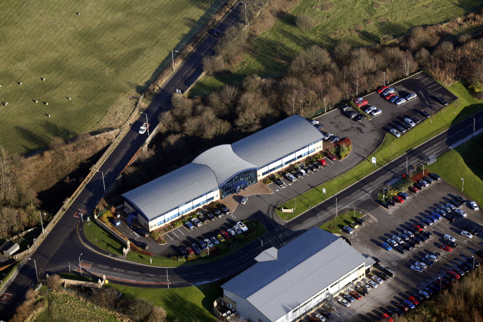 Aerial drone photograph of Ribble Business First industrial development
